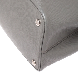 Pre Owned Prada Grey Saffiano Cuir Leather Medium Double Handle Tote