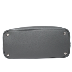 Pre Owned Prada Grey Saffiano Cuir Leather Medium Double Handle Tote