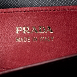 Pre Owned Prada Black Saffiano Cuir Leather Medium Double Handle Tote