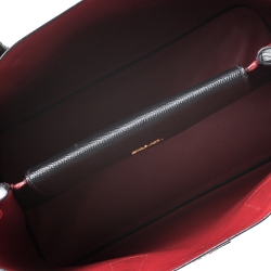 Pre Owned Prada Black Saffiano Cuir Leather Medium Double Handle Tote