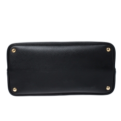 Pre Owned Prada Black Saffiano Cuir Leather Medium Double Handle Tote