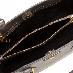 Pre Owned Prada Grey Saffiano Lux Leather Medium Galleria Tote