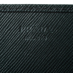 Pre Owned Prada Green Saffiano Lux Leather Metal Oro Chain Wallet