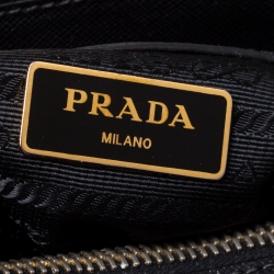 Pre Owned Prada Black Saffiano Lux Leather Small Double Zip Tote