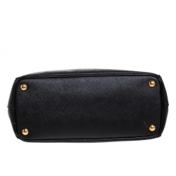 Pre Owned Prada Black Saffiano Lux Leather Small Double Zip Tote
