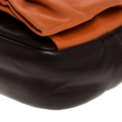 Pre Owned Prada Brown/Orange Leather Nappa Bow Zipper Crossbody Bag