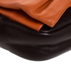 Pre Owned Prada Brown/Orange Leather Nappa Bow Zipper Crossbody Bag