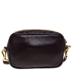 Pre Owned Prada Brown/Orange Leather Nappa Bow Zipper Crossbody Bag