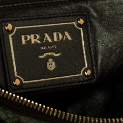Pre Owned Prada Metallic Green Python Jewel Embellished Shoulder Bag