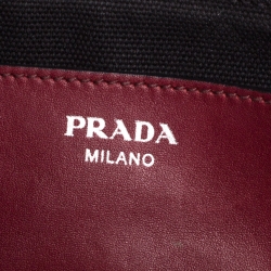 Pre Owned Prada Multicolor Striped Canvas Leather and Python Tote