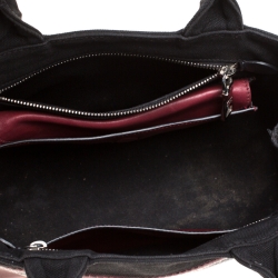 Pre Owned Prada Multicolor Striped Canvas Leather and Python Tote