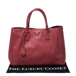 Pre Owned Prada Red Saffiano Lux Leather Gardener's Tote