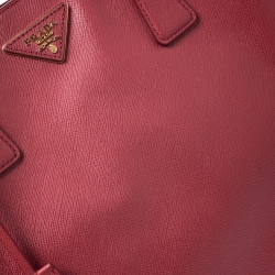 Pre Owned Prada Red Saffiano Lux Leather Gardener's Tote