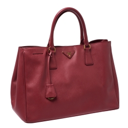 Pre Owned Prada Red Saffiano Lux Leather Gardener's Tote