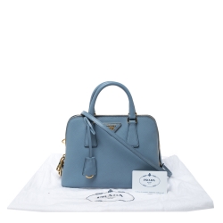 Pre Owned Prada Blue Saffiano Lux Leather Small Promenade Satchel