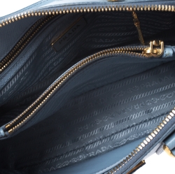 Pre Owned Prada Blue Saffiano Lux Leather Small Promenade Satchel