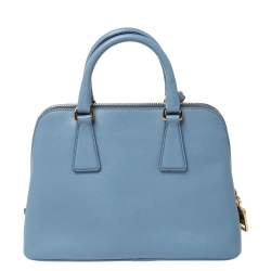 Pre Owned Prada Blue Saffiano Lux Leather Small Promenade Satchel
