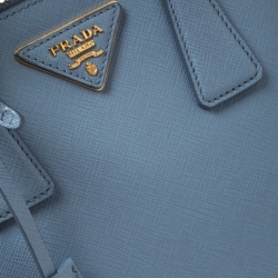 Pre Owned Prada Blue Saffiano Lux Leather Small Promenade Satchel