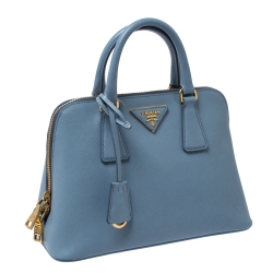Pre Owned Prada Blue Saffiano Lux Leather Small Promenade Satchel