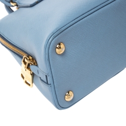 Pre Owned Prada Blue Saffiano Lux Leather Small Promenade Satchel