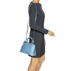 Pre Owned Prada Blue Saffiano Lux Leather Small Promenade Satchel