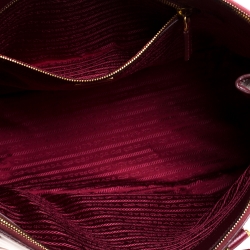 Pre Owned Prada Burgundy Saffiano Leather Executive Double Zip Tote