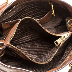Pre Owned Prada Brown Vitello Danio Leather Medium Tote