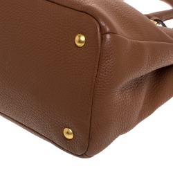 Pre Owned Prada Brown Vitello Danio Leather Medium Tote