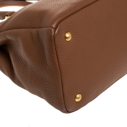 Pre Owned Prada Brown Vitello Danio Leather Medium Tote