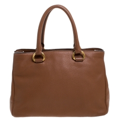 Pre Owned Prada Brown Vitello Danio Leather Medium Tote