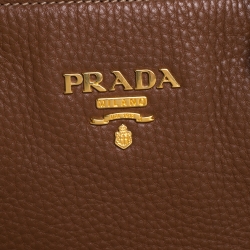 Pre Owned Prada Brown Vitello Danio Leather Medium Tote