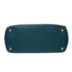 Pre Owned Prada Green Saffiano Lux Leather Large Double Zip Tote