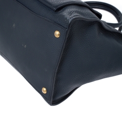 Pre Owned Prada Blue Vitello Daino Leather Front Pocket Convertible Tote