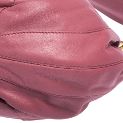 Pre Owned Prada Pink Gathered Leather Hobo Bag