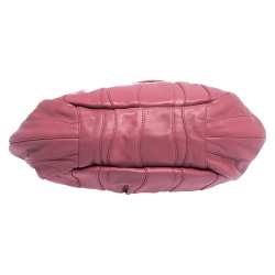 Pre Owned Prada Pink Gathered Leather Hobo Bag