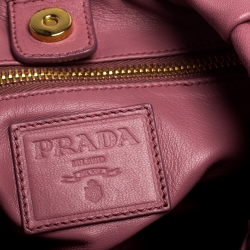 Pre Owned Prada Pink Gathered Leather Hobo Bag