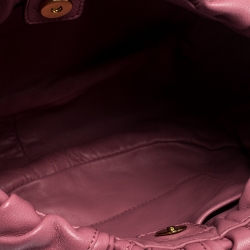 Pre Owned Prada Pink Gathered Leather Hobo Bag