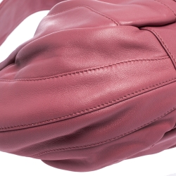 Pre Owned Prada Pink Gathered Leather Hobo Bag