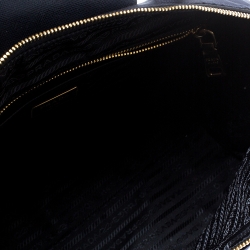 Pre Owned Prada Navy Blue Nylon And Saffiano Leather Medium Tote