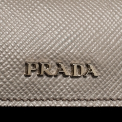 Pre Owned Prada Grey Saffiano Cuir Leather Medium Double Handle Tote