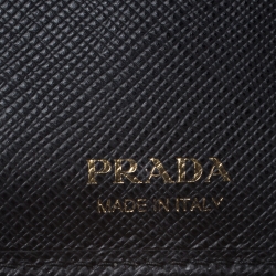 Pre Owned Prada Black Saffiano Leather Compact Wallet