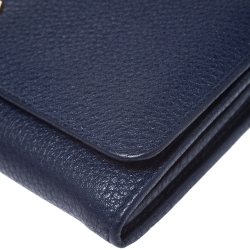 Pre Owned Prada Blue Vitello Grain Leather Continental Wallet