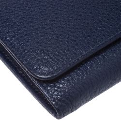 Pre Owned Prada Blue Vitello Grain Leather Continental Wallet