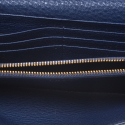 Pre Owned Prada Blue Vitello Grain Leather Continental Wallet