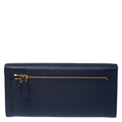Pre Owned Prada Blue Vitello Grain Leather Continental Wallet
