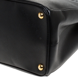 Pre Owned Prada Black Saffiano Lux Leather Large Double Zip Tote