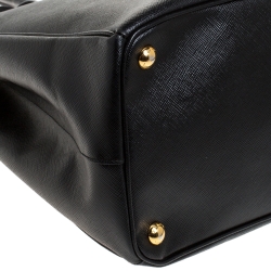 Pre Owned Prada Black Saffiano Lux Leather Large Double Zip Tote