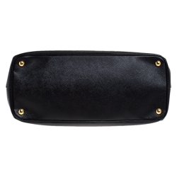 Pre Owned Prada Black Saffiano Lux Leather Large Double Zip Tote