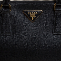 Pre Owned Prada Black Saffiano Lux Leather Large Double Zip Tote