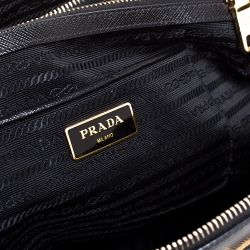 Pre Owned Prada Black Saffiano Lux Leather Large Double Zip Tote